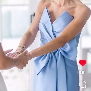 Badgley Mischka Strapless Light Blue Gown